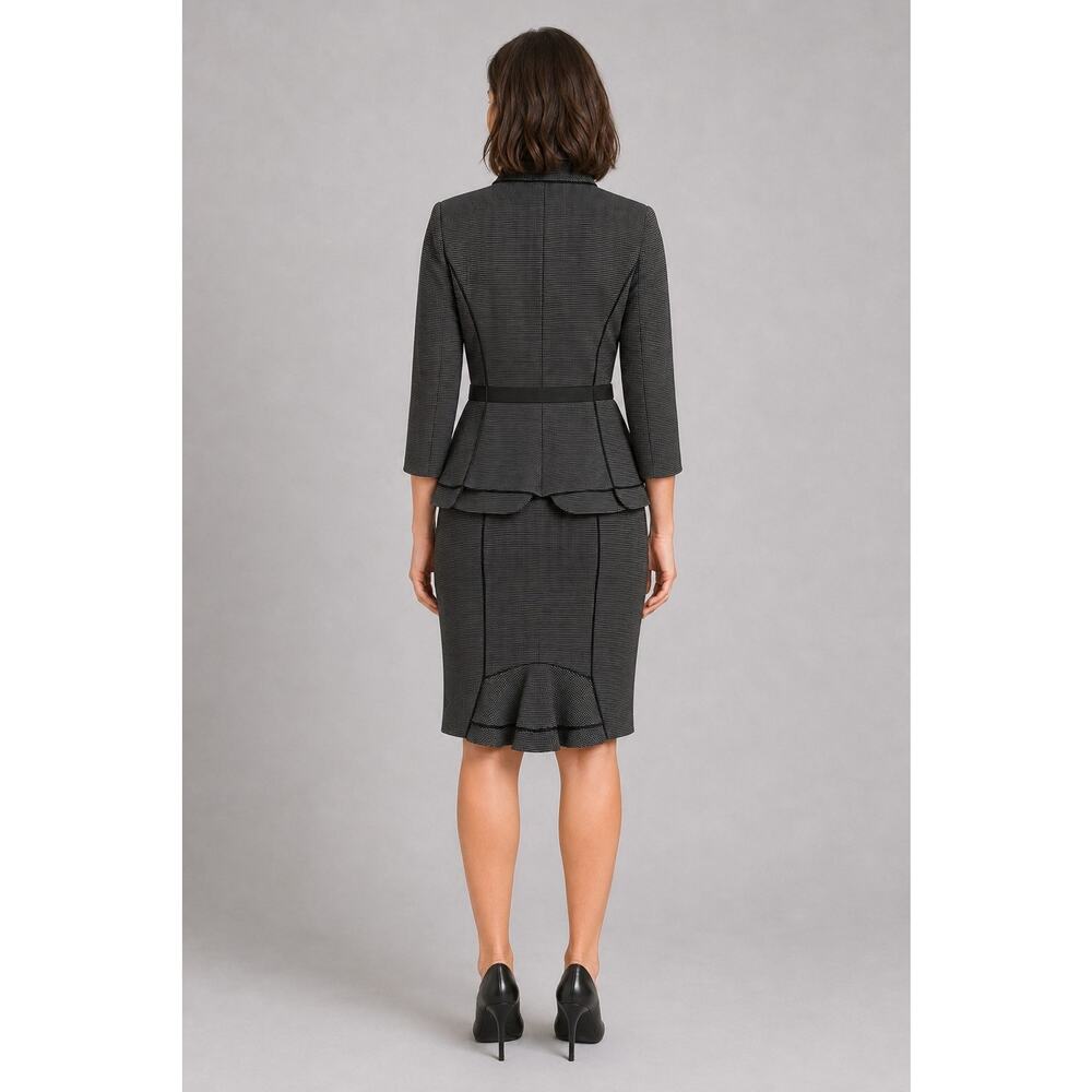 WHBM Microdot Skirt Suit Women’s 10 Ruffle Belted Blazer Pencil Skirt Flounce - Picture 2 of 13